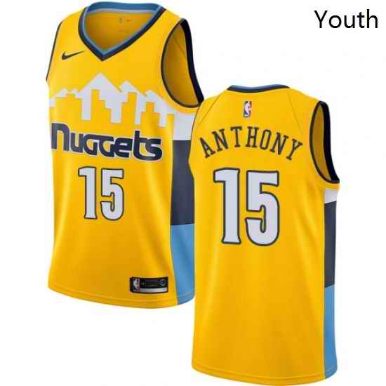 Youth Nike Denver Nuggets 15 Carmelo Anthony Swingman Gold Alternate NBA Jersey Statement Edition
